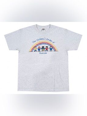 Vintage Fruit of the Loom Best Childrens Center Rainbow L USA Fabric T-Shirt